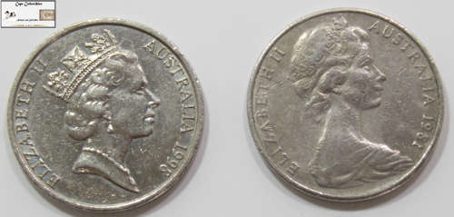 Australia 20 Cent 1981 / 1998 (Two Coins) Circulated