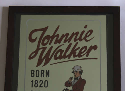 Johnnie Walker Scotch Whisky Bar Mirror in Black Frame