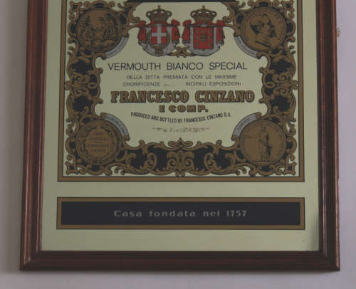 Vintage Cinzano Vermouth Bianco Special Framed Bar Mirror