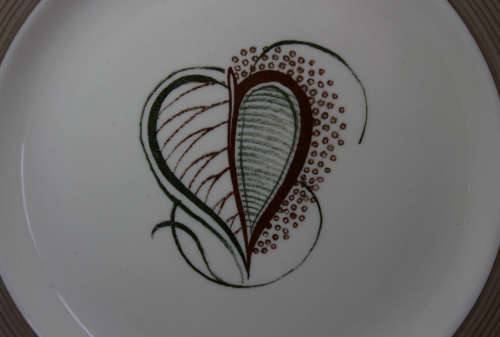 Pair of Susie Cooper Brown Skeleton Leaf Pattern 2353 Dinner Plate