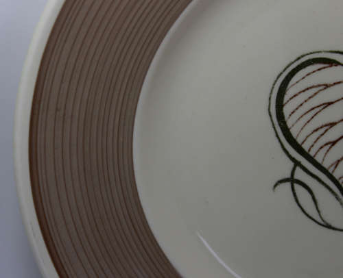 Pair of Susie Cooper Brown Skeleton Leaf Pattern 2353 Dinner Plate