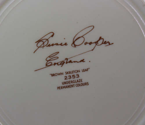 Pair of Susie Cooper Brown Skeleton Leaf Pattern 2353 Dinner Plate