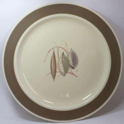 Susie Cooper Handpainted 3 Leaf Pattern Beige Border Dinner Plate