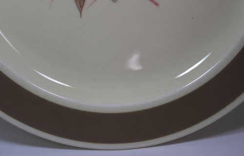 Susie Cooper Handpainted 3 Leaf Pattern Beige Border Dinner Plate
