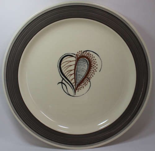 Pair of Susie Cooper Charcoal Skeleton Leaf Pattern 2355 Dinner Plate