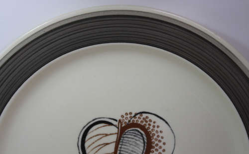 Pair of Susie Cooper Charcoal Skeleton Leaf Pattern 2355 Dinner Plate