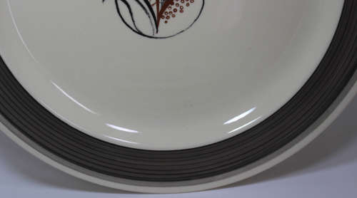 Pair of Susie Cooper Charcoal Skeleton Leaf Pattern 2355 Dinner Plate