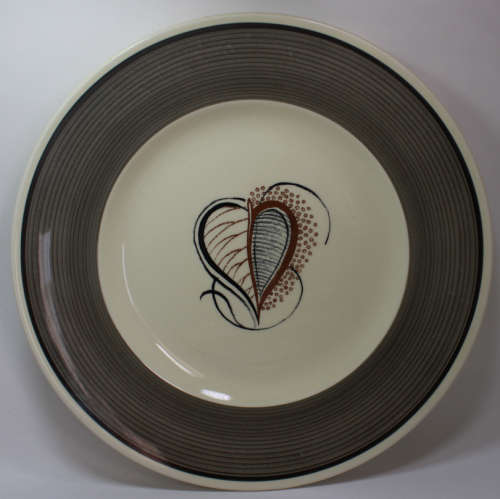 Pair of Susie Cooper Charcoal Skeleton Leaf Pattern 2355 Dinner Plate