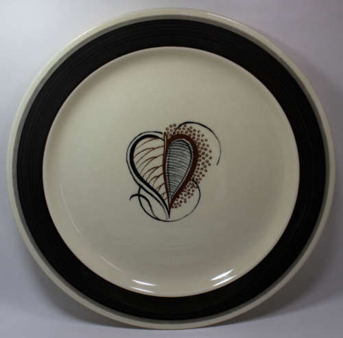 Pair of Susie Cooper Charcoal Skeleton Leaf Pattern 2355 Dinner Plate