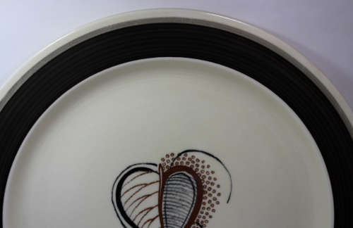 Pair of Susie Cooper Charcoal Skeleton Leaf Pattern 2355 Dinner Plate