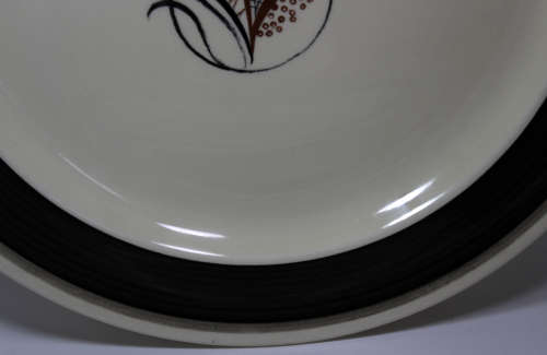 Pair of Susie Cooper Charcoal Skeleton Leaf Pattern 2355 Dinner Plate