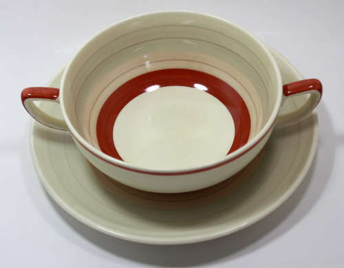 Vintage Susie Cooper Soup Bowl with Saucer Pattern 499