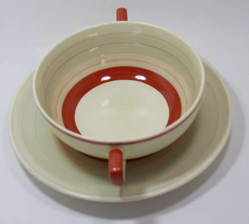 Vintage Susie Cooper Soup Bowl with Saucer Pattern 499