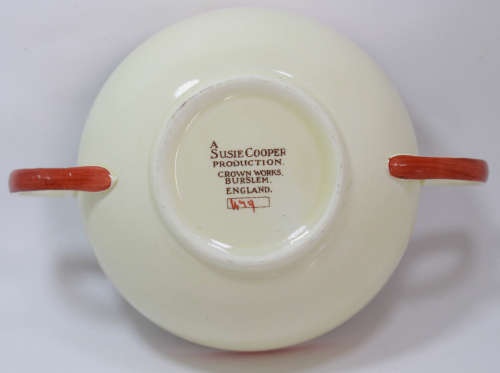 Vintage Susie Cooper Soup Bowl with Saucer Pattern 499