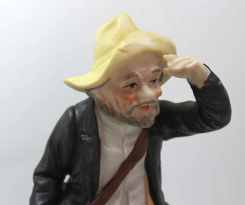 Bearded Old Man with Hat and Coat and Satchel Porcelain Figurine