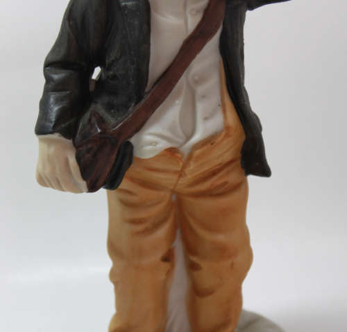 Bearded Old Man with Hat and Coat and Satchel Porcelain Figurine