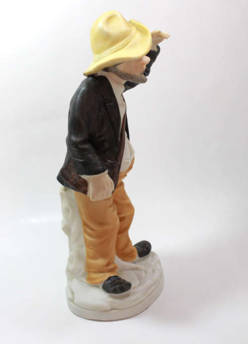 Bearded Old Man with Hat and Coat and Satchel Porcelain Figurine