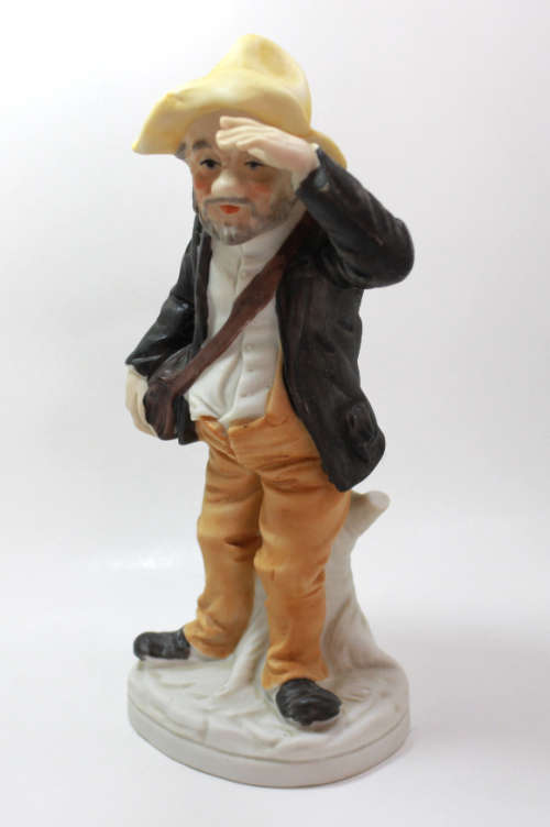 Bearded Old Man with Hat and Coat and Satchel Porcelain Figurine