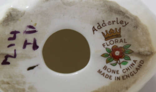 Vintage Adderley Bone China Swan with Flower Bouquet Miniature Ornament