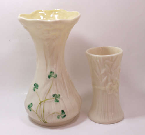 Vintage Pair of Belleek Miniature Vases