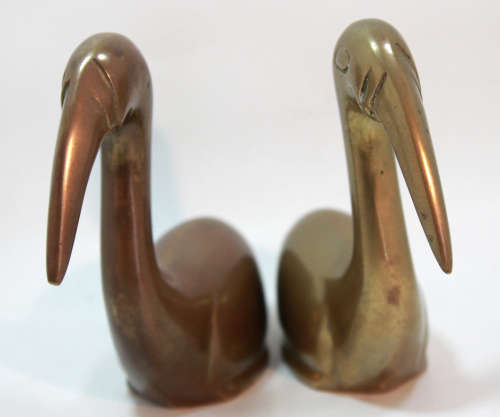 Pair Of Brass Plated Toucan Ornamental Figurines