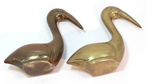 Pair Of Brass Plated Toucan Ornamental Figurines