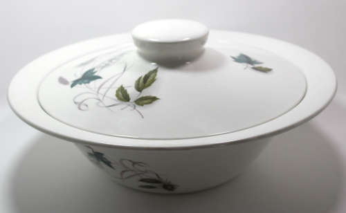Snowhite Range Green, Pink and White Leaves Server Tureen by Johnson Bros