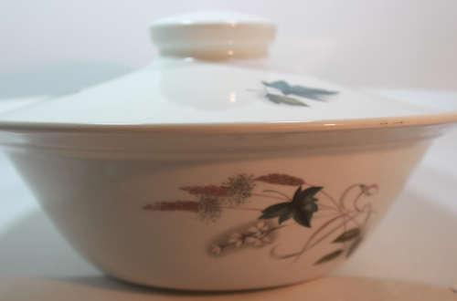 Snowhite Range Green, Pink and White Leaves Server Tureen by Johnson Bros
