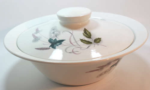 Snowhite Range Green, Pink and White Leaves Server Tureen by Johnson Bros