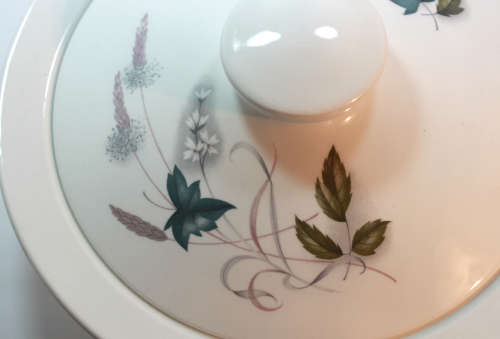 Snowhite Range Green, Pink and White Leaves Server Tureen by Johnson Bros