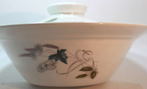 Snowhite Range Green, Pink and White Leaves Server Tureen by Johnson Bros