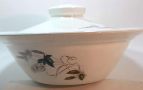 Snowhite Range Green, Pink and White Leaves Server Tureen by Johnson Bros