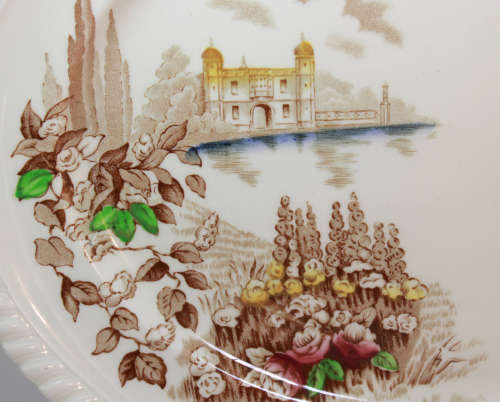 Vintage Johnson Bros Castle On The Lake Large Oval Serving Platter