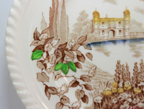 Vintage Johnson Bros Castle On The Lake Large Oval Serving Platter