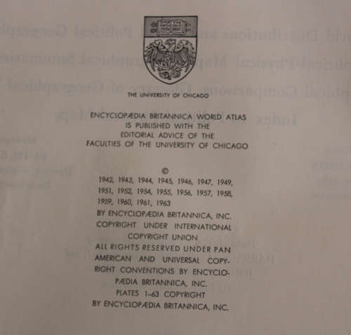 Encyclopedia Britannica World Atlas 1963 Unabridged Edition