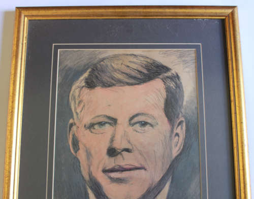 Framed Original Portrait of John F Kennedy by Walter Buchhorn 1999