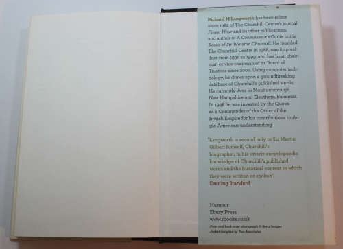 Churchill`s Wit The Definitive Collection by Richard M Langworth Hardcover Book