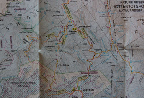 Cape Nature Conservation Boland Hiking Trail HH Section 1994 Folded Map