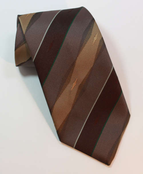 Beige and Brown Striped Classic Necktie by Hypermark