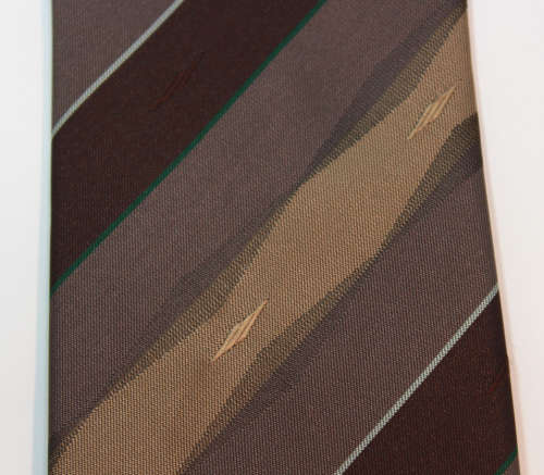 Beige and Brown Striped Classic Necktie by Hypermark