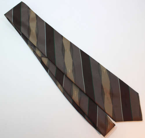 Beige and Brown Striped Classic Necktie by Hypermark