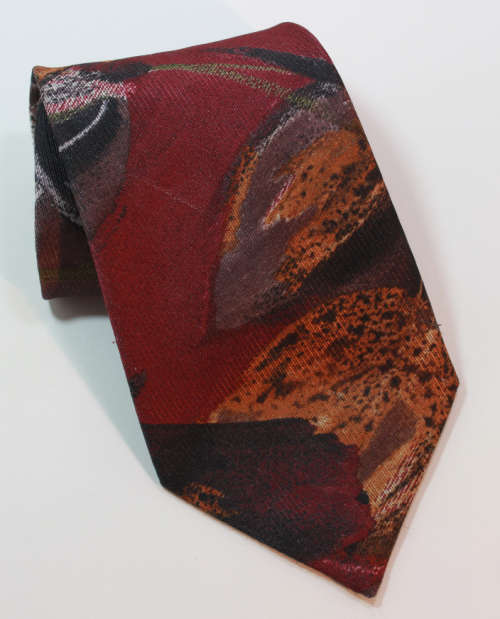 Maroon Background Abstract Pattern Classic Necktie by Pierre Cardin