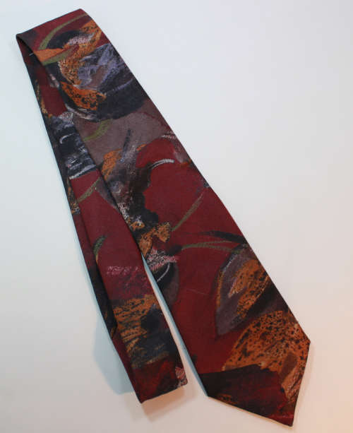 Maroon Background Abstract Pattern Classic Necktie by Pierre Cardin