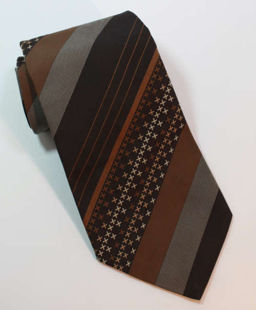 Dark Brown Striped Pattern Classic Necktie by Trevira