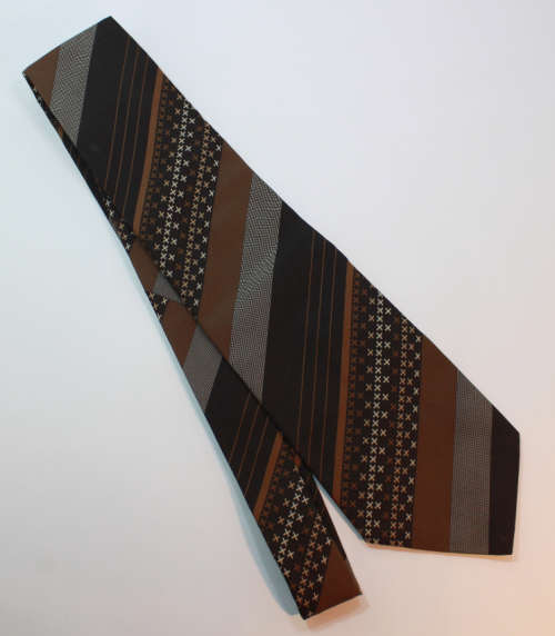 Dark Brown Striped Pattern Classic Necktie by Trevira