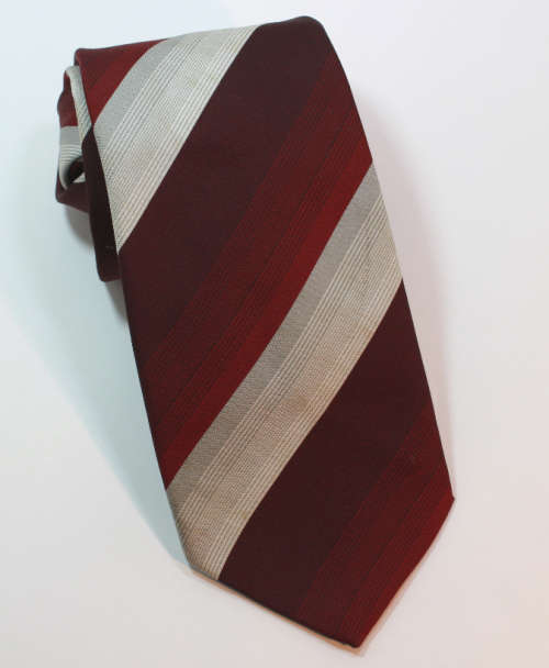 Maroon and Light Grey Striped Classic Necktie by Curzon