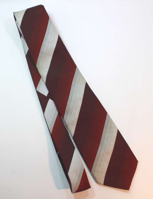 Maroon and Light Grey Striped Classic Necktie by Curzon