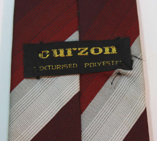 Maroon and Light Grey Striped Classic Necktie by Curzon