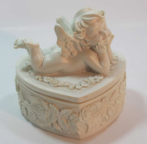 Heart Shaped Trinket Box with Cupid