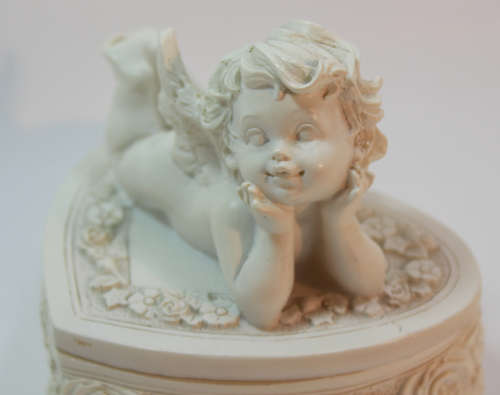 Heart Shaped Trinket Box with Cupid